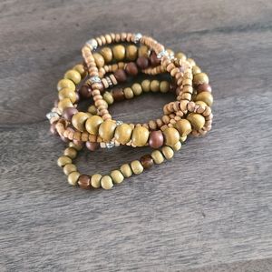 Beaded Stretch Bracelet Brown & Green